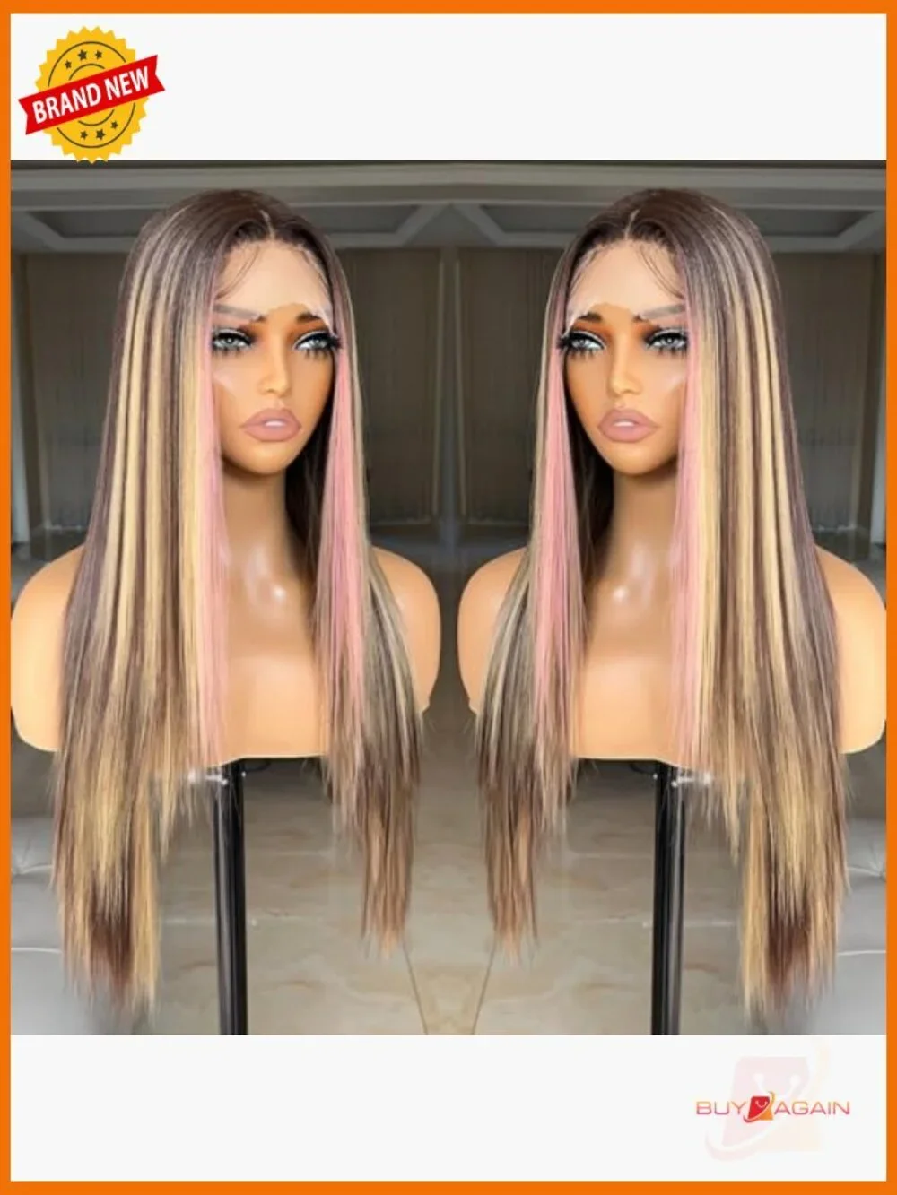 Lace Front Wig Long Straight Pre-Plucked Synthetic Wig with Baby Hair